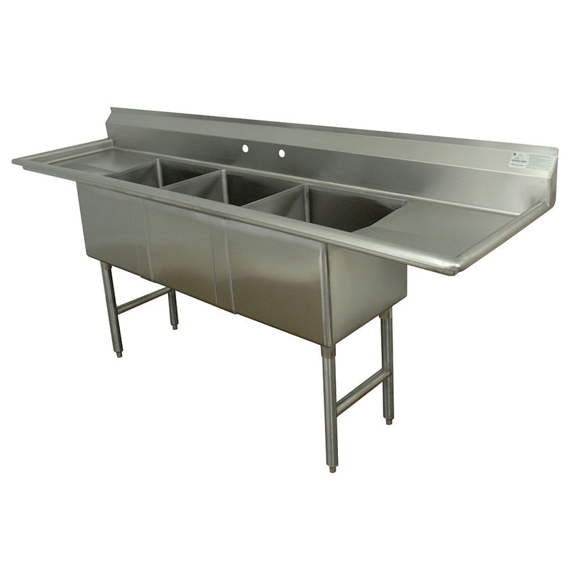 Advance Tabco FC-3-1620-18RL 84" 3 Compartment Sink w/ 16"L x 20"W Bowl, 14" Deep