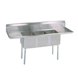 BK Resources BKS-3-18-12-18T 90" 3 Compartment Sink w/ 18"L x 18"W Bowl, 12" Deep, 18/304 Stainless Deck & Bowls