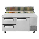 Turbo Air TPR-67SD-D2-N 67" Pizza Prep Table w/ Refrigerated Base, 115v
