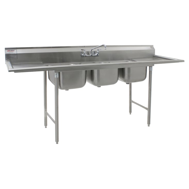 Eagle Group 414-18-3-18 96" 3 Compartment Sink w/ 18"L x 24"W Bowl, 13 1/2" Deep