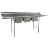 Eagle Group 414-18-3-18 96" 3 Compartment Sink w/ 18"L x 24"W Bowl, 13 1/2" Deep