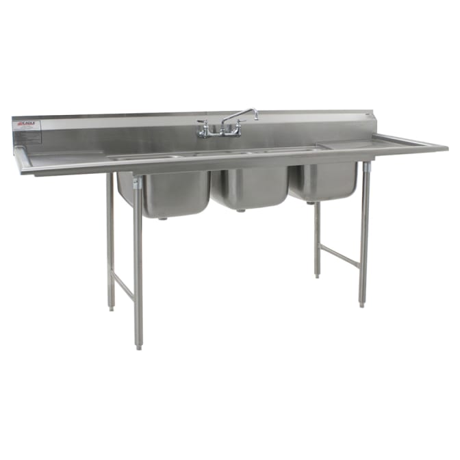 Eagle Group 414-18-3-18 96" 3 Compartment Sink w/ 18"L x 24"W Bowl, 13 1/2" Deep