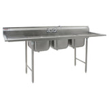 Eagle Group 414-18-3-18 96" 3 Compartment Sink w/ 18"L x 24"W Bowl, 13 1/2" Deep