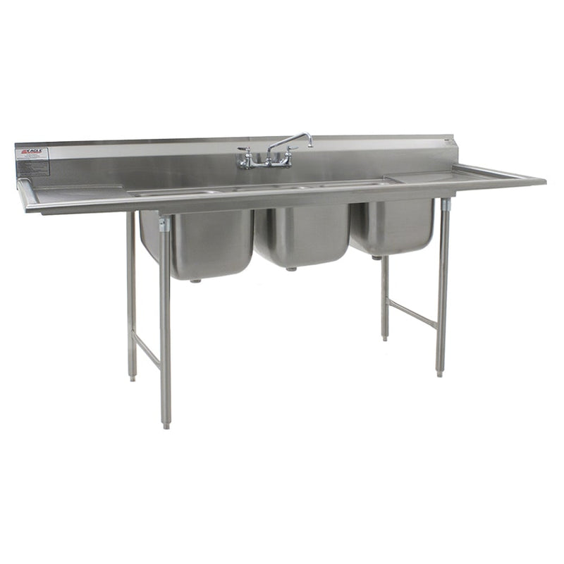 Eagle Group 414-16-3-18 90" 3 Compartment Sink w/ 16"L x 20"W Bowl, 13 1/2" Deep