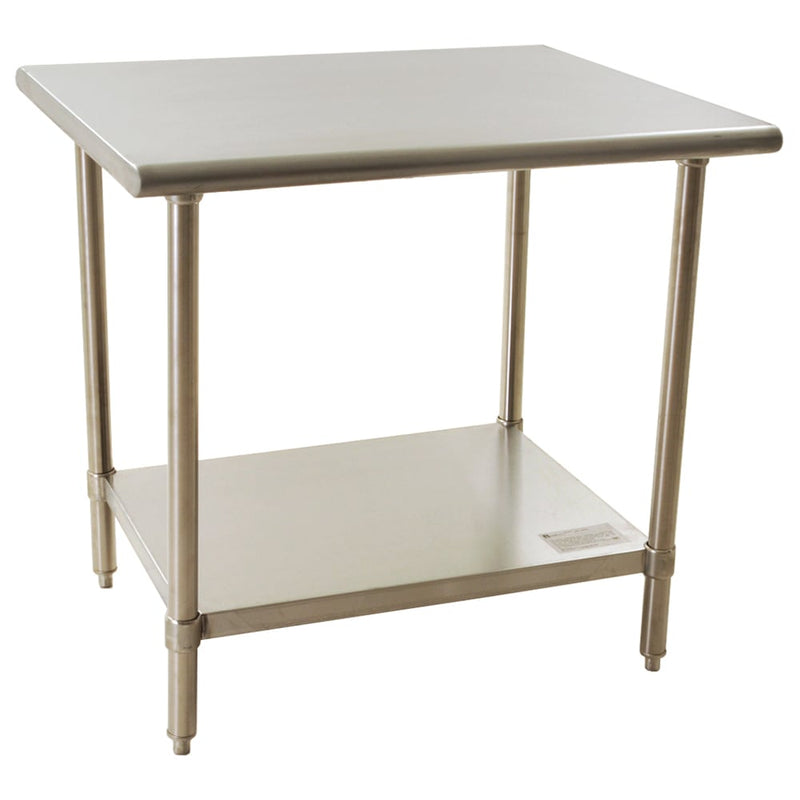 Eagle Group BPT2436ELX 36" 18 ga Work Table w/ Undershelf & 430 Series Stainless Flat Top