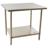 Eagle Group BPT2436ELX 36" 18 ga Work Table w/ Undershelf & 430 Series Stainless Flat Top