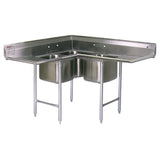 Eagle Group C314-16-3-18 117" 3 Compartment Corner Sink w/ 19"L x 16"W Bowl, 14" Deep