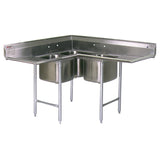 Eagle Group C314-16-3-18 117" 3 Compartment Corner Sink w/ 19"L x 16"W Bowl, 14" Deep