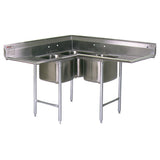 Eagle Group C314-16-3-18 117" 3 Compartment Corner Sink w/ 19"L x 16"W Bowl, 14" Deep