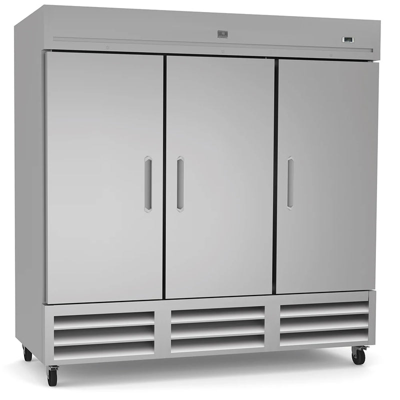 Kelvinator Commercial KCHRI81R3DFE 81" Three Section Reach In Freezer, (3) Left/Right Hinge Solid Doors, 230v