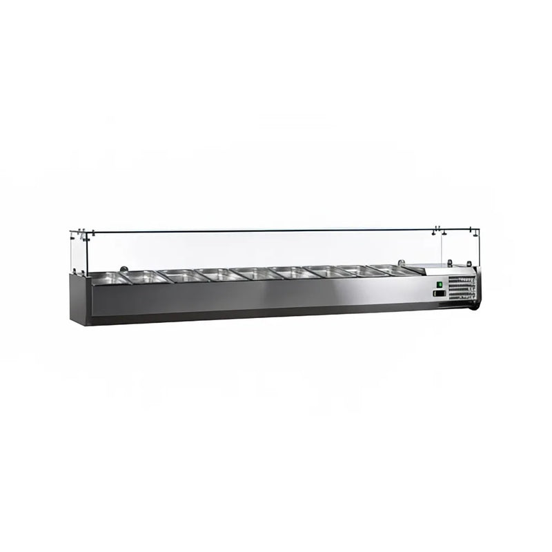 Omcan 46680 78 7/10" Countertop Refrigerated Prep Rail w/ Sneeze Guard