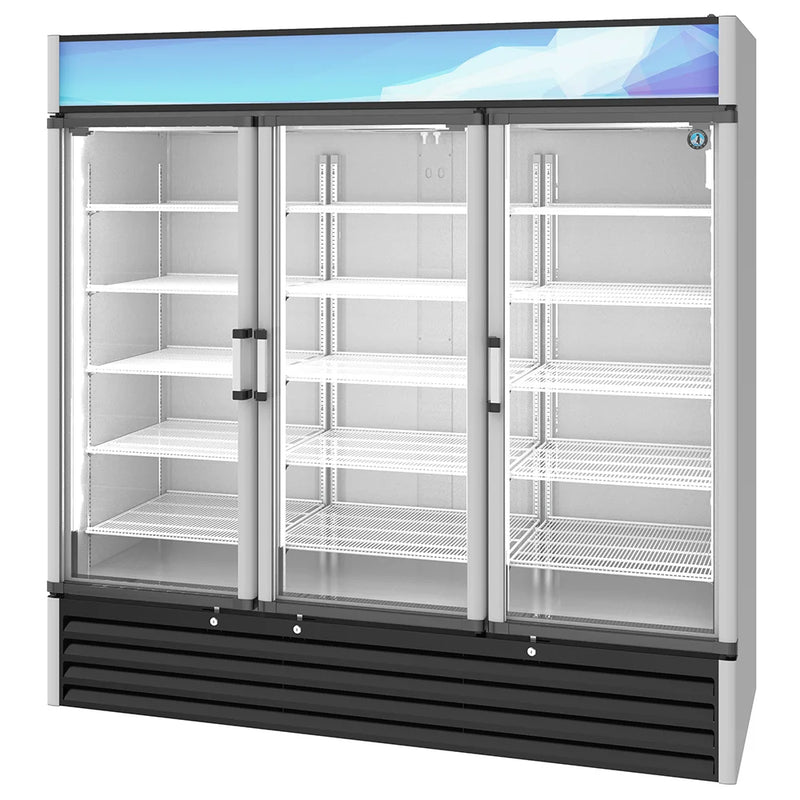 Hoshizaki RM-65-HC 78" RM Series Three Section Glass Door Merchandiser - (3) Left/Right Hinge Doors, Silver, 115v
