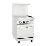Atosa USA AGR-24G-NG CookRite Range Natural Gas 24 Inch Griddle Top with Oven and Adjustable Racks 74000 BTU