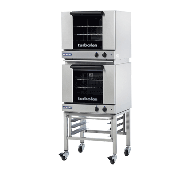 Turbofan E23M3/2C - Half Size Sheet Pan Manual Electric Convection Ovens Double Stacked With Caster Base Stand