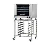 Turbofan E28M4 and SK2731U Stand - Full Size Sheet Pan Manual / Electric Convection Oven on a Stainless Steel