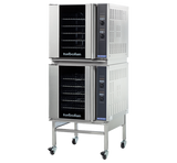 Turbofan E32D5/2C - Full Size Sheet Pan Digital Electric Convection Oven Double Stacked with a Castor Base Stand