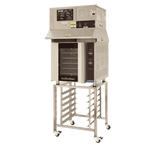 Turbofan E32D5 and SK32 stand with OVH-32D - Full Size Sheet Pan Digital Electric Convection Oven on a Stainless Steel Stand with a Ventless Hood