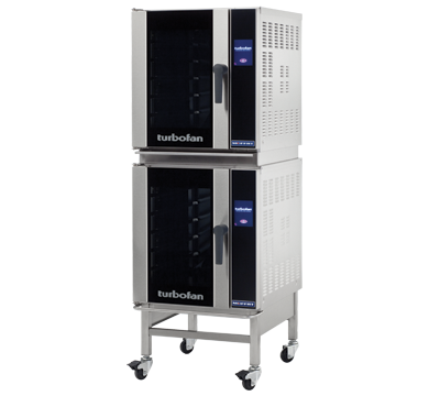 Turbofan E33T5/2C - Half Size Sheet Pan Touch Screen Electric Convection Oven Double Stacked With Castor Base Stand