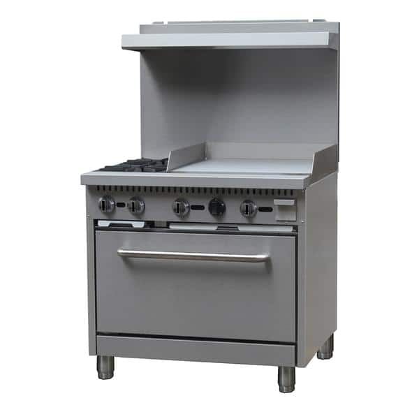 Admiral Craft BDGR-3624G/NG, 36-inch 2 Burners Black Diamond Natural Gas Range with 24-inch Griddle, 130,000 BTU