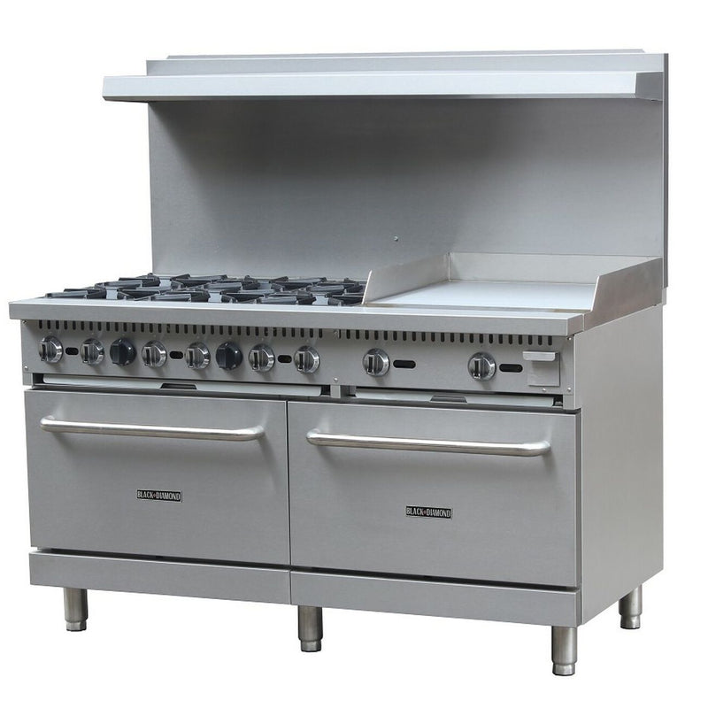 Admiral Craft BDGR-6024G/NG, 60-inch 6 Burners Black Diamond Natural Gas Range with 24-inch Griddle, 280,000 BTU