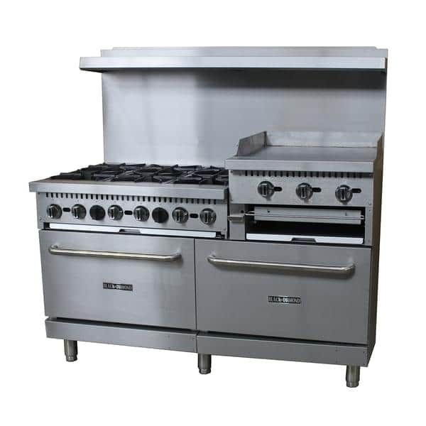 Admiral Craft BDGR-6024GB/NG, 60-inch 6 Burners Black Diamond Natural Gas Range with 24-inch Griddle/Broiler, 276,000 BTU