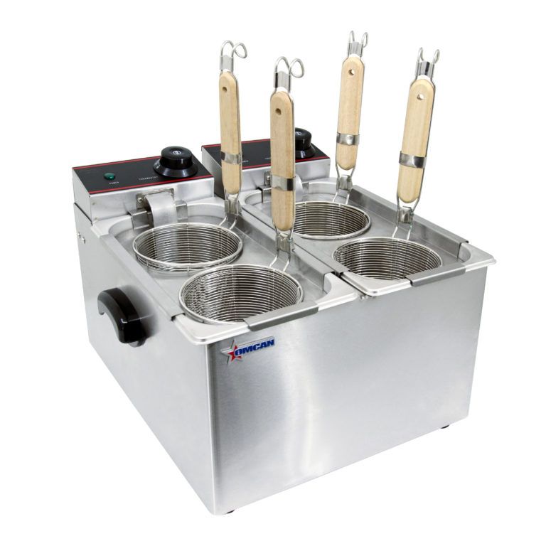 Omcan CE-CN-0004-B, 20-inch 4 Baskets Countertop Stainless Steel Electric Pasta Cooker, 8 Liters Capacity