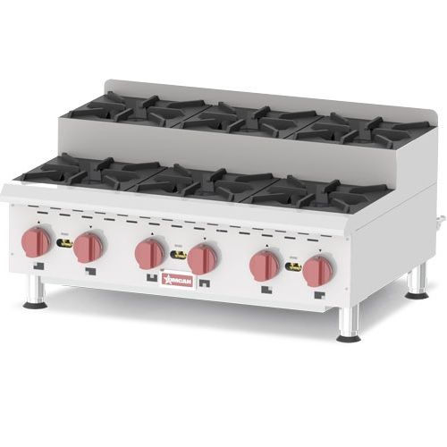 Omcan CE-CN-0636-S, 36-inch 6 Burners Countertop Step-Up Natural Gas Hot Plate