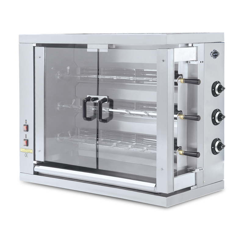 Pegasus CR-3E, 47-Inch Electric 18 Chicken Rotisserie Oven With 3 Spits - 208V