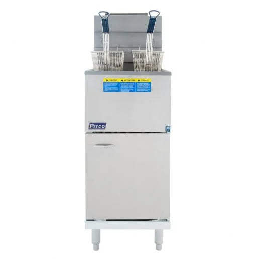 Pitco 35C+S_NAT Natural Gas 35-40 lb. Stainless Steel Floor Fryer - 90,000 BTU