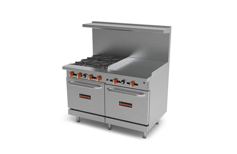 Sierra SR-4B-24G-48, 48-inch Gas Range with 4 Burners and 2 Ovens, 223,000 BTU