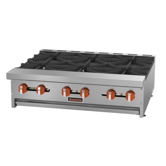 Sierra SRHP-6-36, 36-inch Commercial Hotplate with 6 Burners, 180,000 BTU